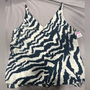 Ted Baker Blue and Cream Zebra Print Camisole Size 6